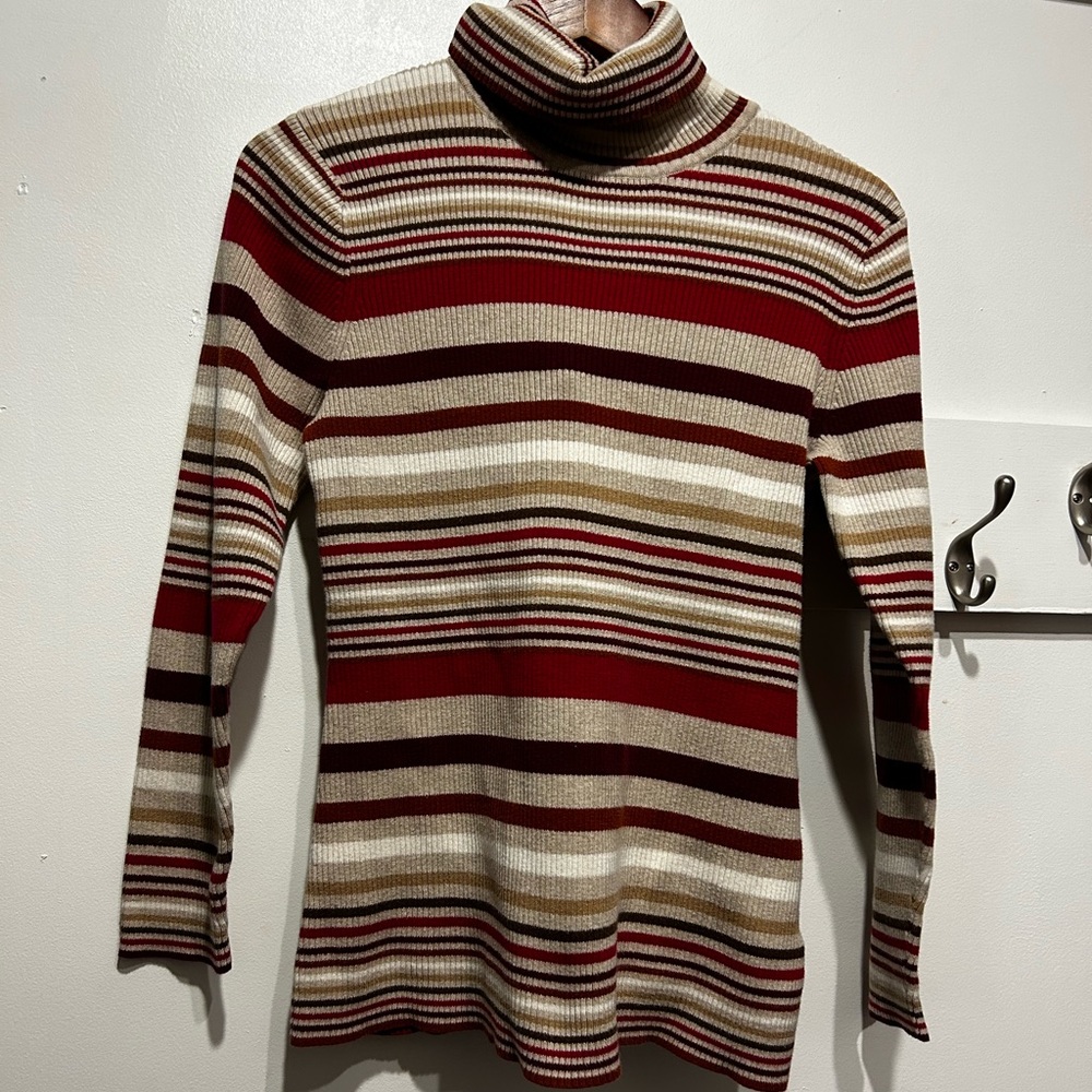 Striped Red and Beige Women's Sweater